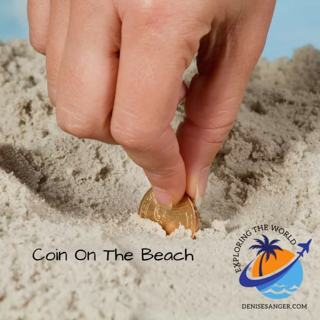 Coin on beach